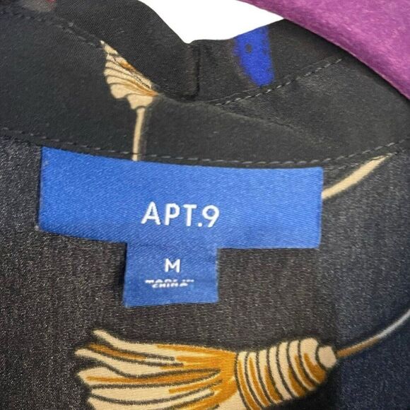 APT. 9 Belted Knee Length Dress Womens M Black Baroque Watches Sunglasses Casual - Picture 8 of 12